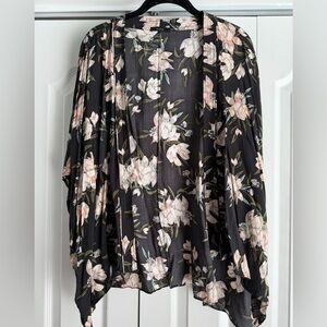 Floral Black Kimono Cardigan